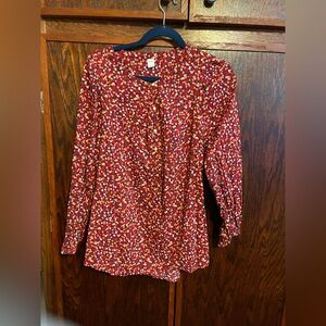 Old Navy Red Floral Blouse a
